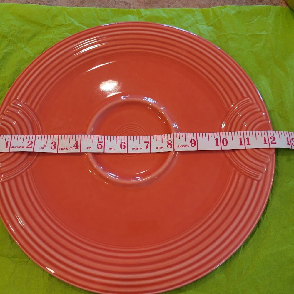 Fiesta Post 86 Hostess Tray ~ Chip & Dip Tray ~ Persimmon ~ Fiestaware ~ Retired - Picture 3 of 6